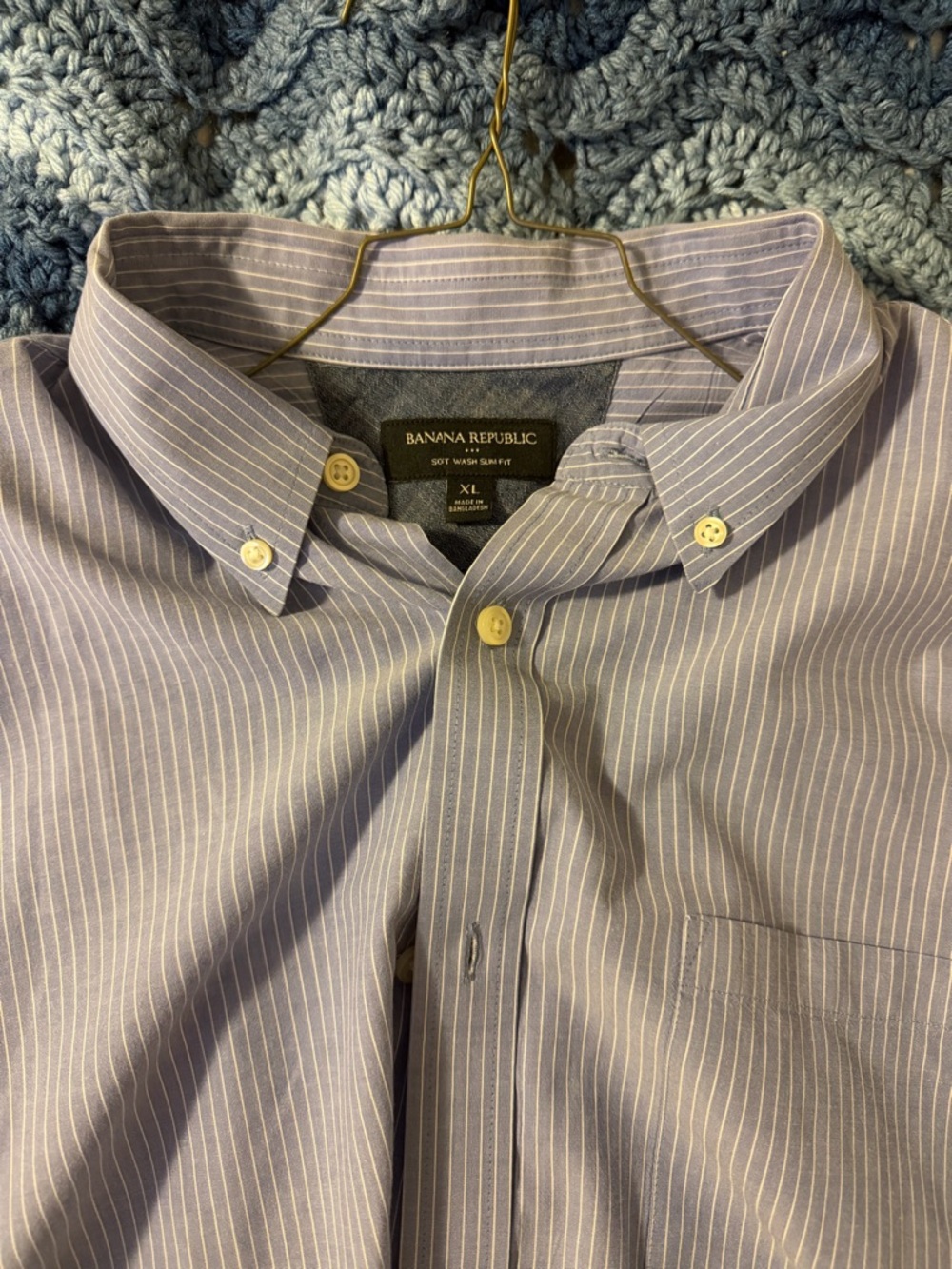 Banana Republic Men’s Lavender Pinstripe Button-Down Shirt - XL